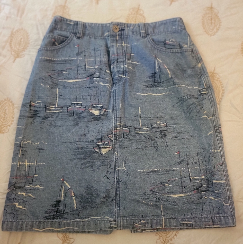 Liz Claiborne Blue Nautical Print Pencil Skirt